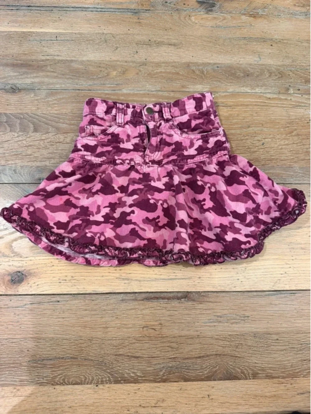 Y2K The Children's Place Pink Camouflage Corduroy Ruffled Skirt Size 4T